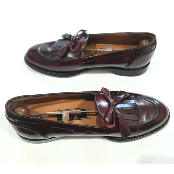 Cole Haan Hand Made In Maine Horween Leather Tassel Kiltie Loafers Ox blood 8.5 - Picture 5 of 16